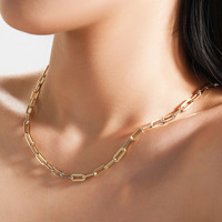 XP Jewelry --( 45 50 55 cm  ) 14 k Light /  White Gold Plated Square Circle Chain Necklaces For Men Women Fashion Jewelry