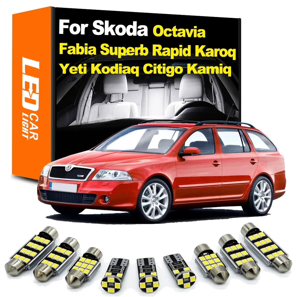 Zoomsee Canbus Interior LED Light Kit For Skoda Octavia Fabia Superb Rapid Karoq Yeti Kodiaq Citigo Kamiq Roomster Car Reading