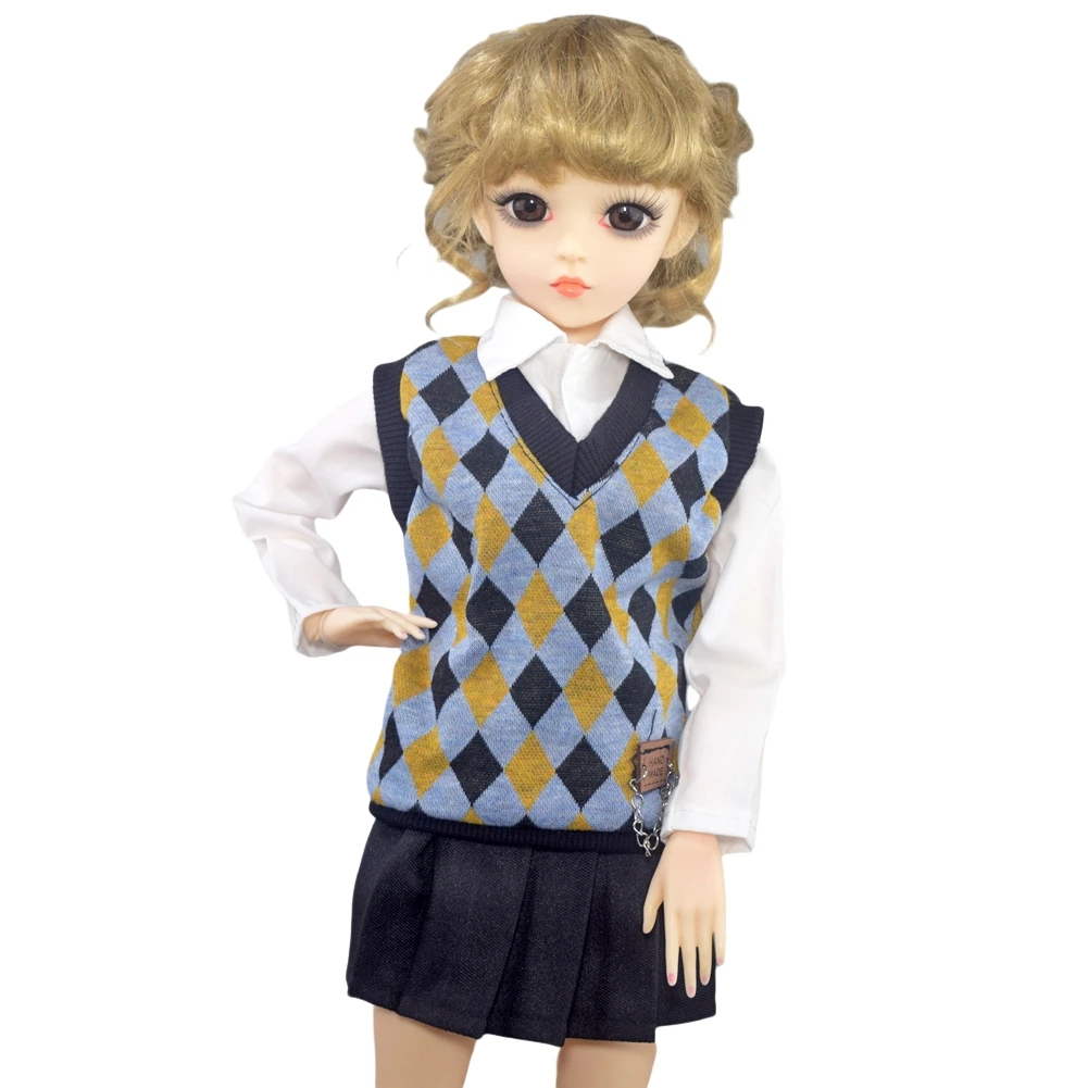 YUTOTUE 1/3 BJD Doll DIY Toy 24 inch Girl Doll Brown Eyes and Removable Wigs Outfits Set
