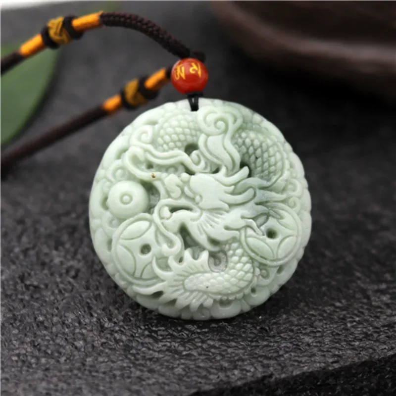 

Natural White Green Jade Money Dragon Pixiu Carved Pendant Necklace Charm Jewellery Fashion Lucky Amulet Gifts Women Man