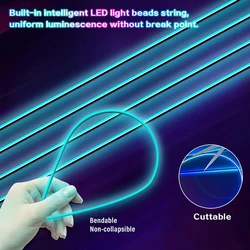 110CM/75CM/35CM RGB 64 Color LED Strip For Car Ambient Light Interior Acrylic Optical Fiber Strip Dashboard Lamp For Replacement