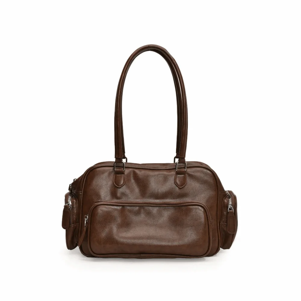 

Fashion Multiple Pockets PU Handbag Shoulder Pouch Tote Storage PU Underarm Bag All-match Korean Style Messenger Bag Travel