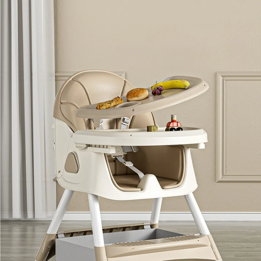 Baby High Chair 3 in 1, Foldable and Adjustable   Babies with Removable Tray, Safety Belt, Footrest  Wheels