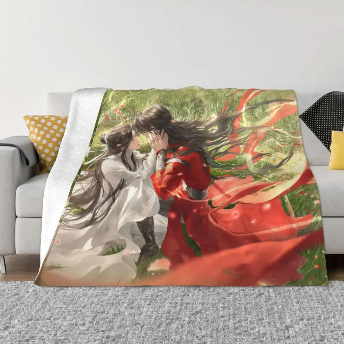 Tian Guan Ci Fu Anime Blanket Lightweight Breathable Anti-pilling Flannel Knee Blankets Durable Long-Lasting Bed Decor