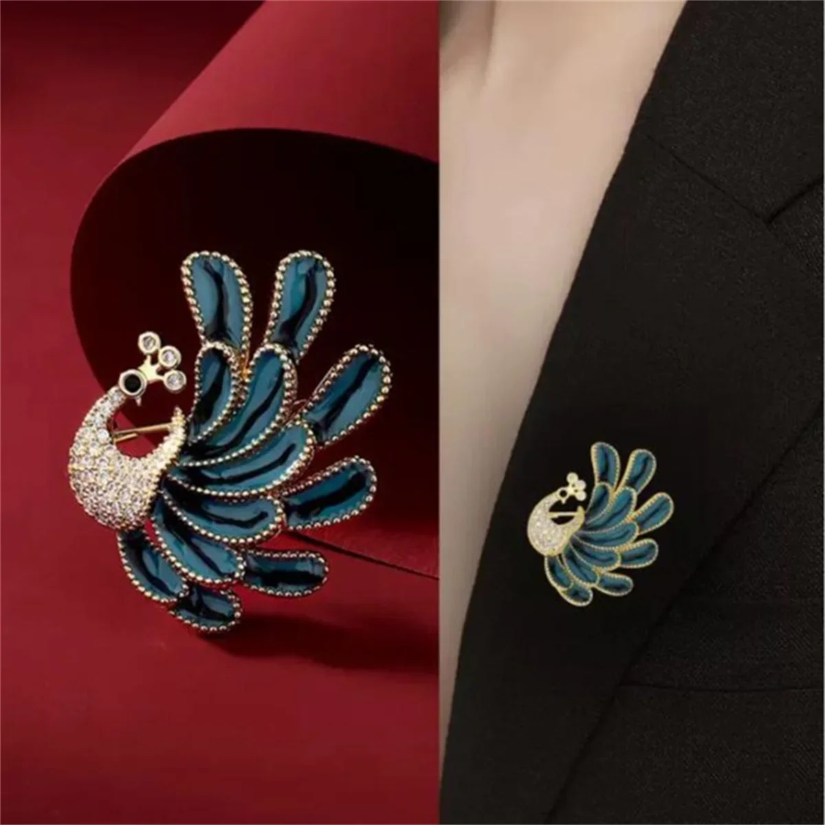 Peacock Brooch Exquisite Retro Pin Luxurious Personality Magnificent Jewelry Accessories Fashionable Party Banquet Charm Gift