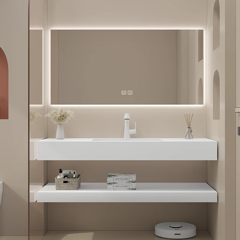 

Slate integrated washbasin combined bathroom cabinet set Intelligent complete bathroom washstand