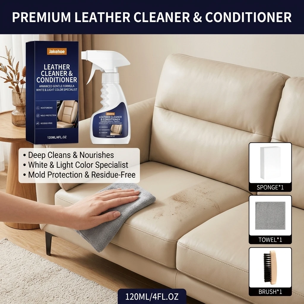 Leather Cleaning Kit Moisturize Remove Stubborn Stains Reduce Scratches Restore Leather Luster Multi-surface Leather Care Spray