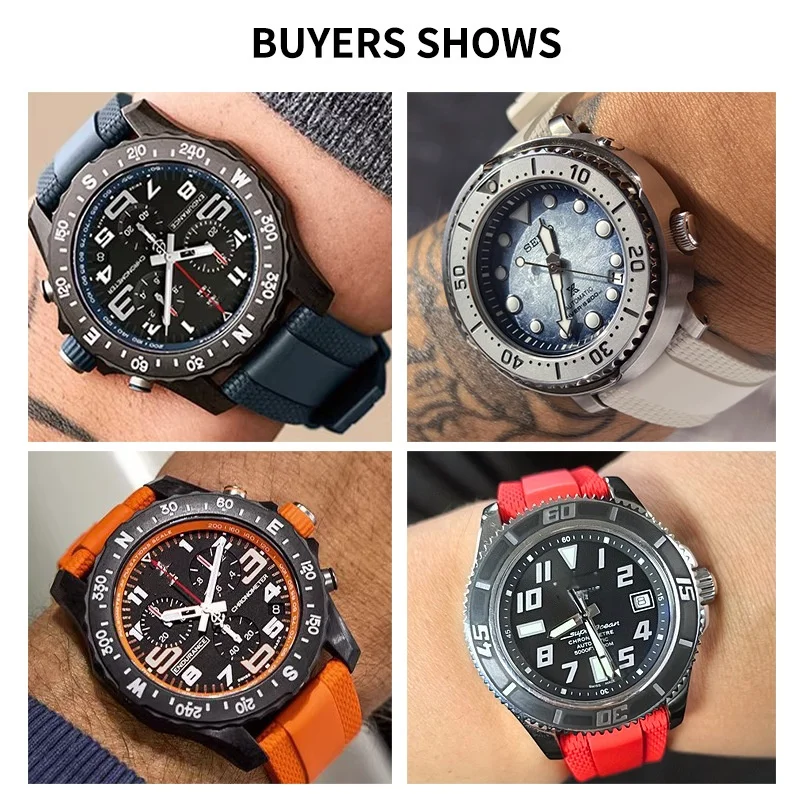 Universal Rubber Watch Band For Breitling Superocean Avenger Navitimer Premier Silicone 20mm 22mm  Seiko Watch Strap view 5