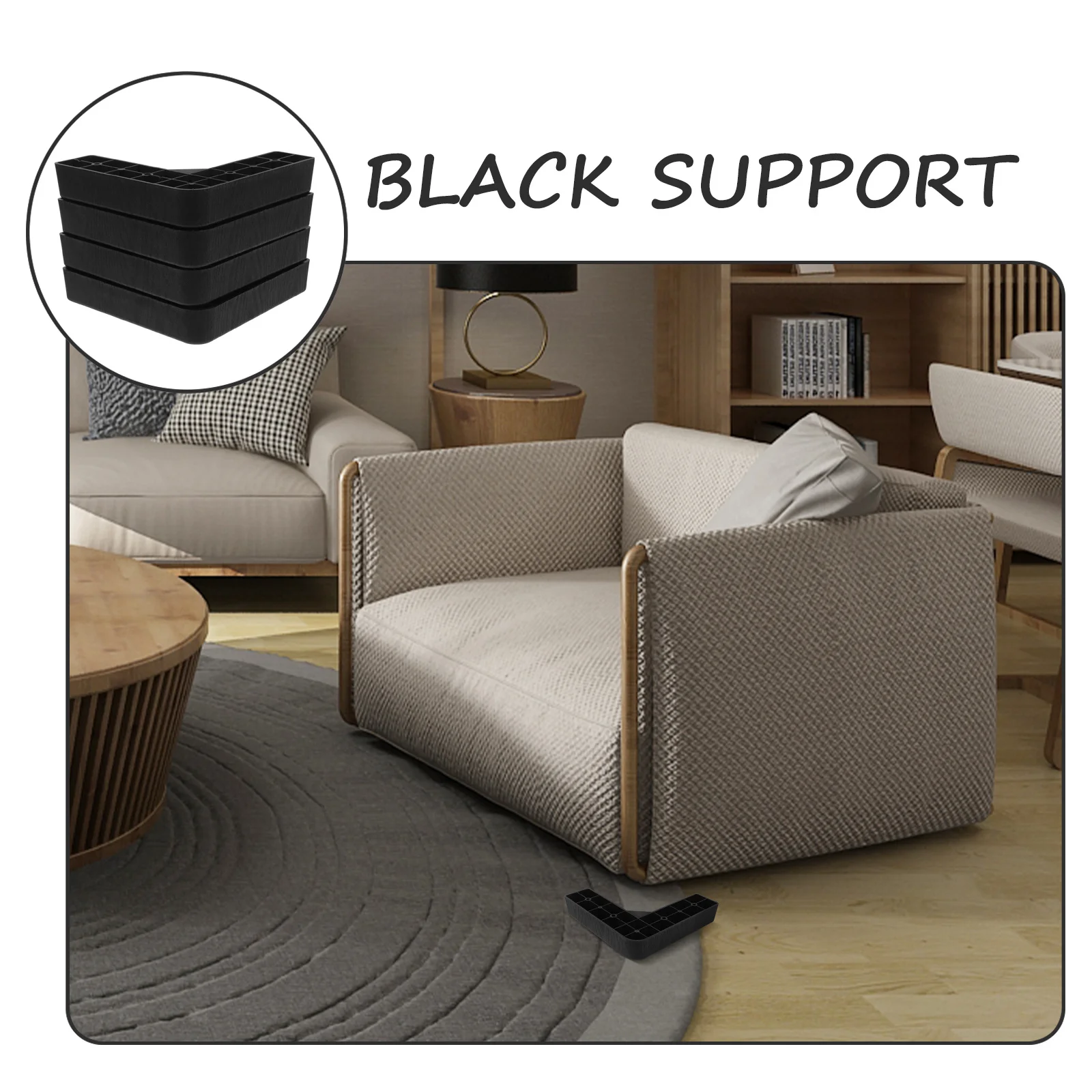 4Pcs Plastic Furniture Legs L-Shaped Bed Riser Sofa Couch Legs Durable Furniture Risers Prevent Floor Scratches
