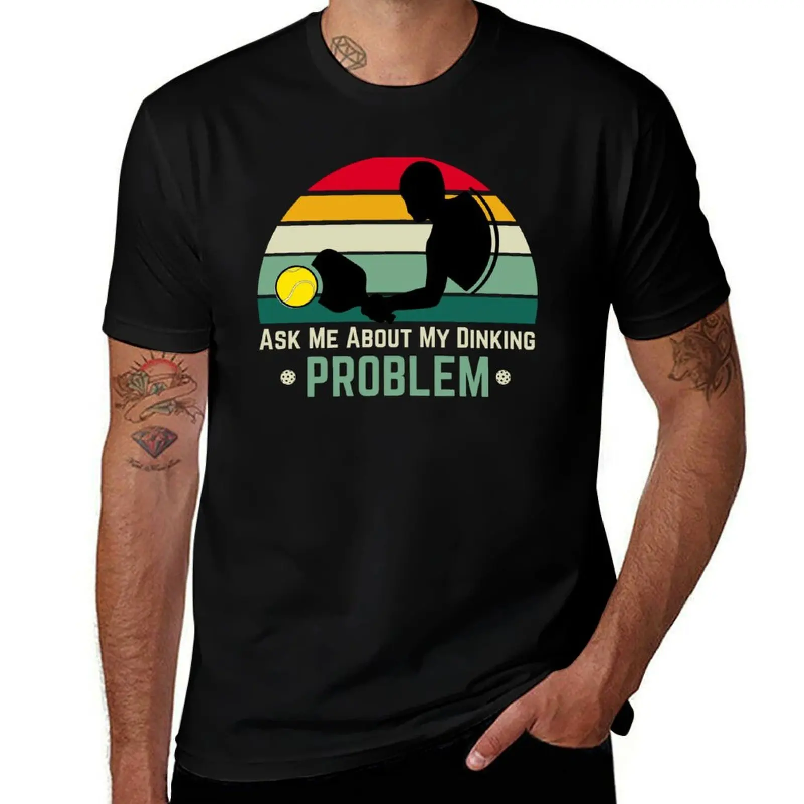 

retro vintage pickleball Player Ask Me About My Dinking Problem T-Shirt cotton t shirt man T-Shirt