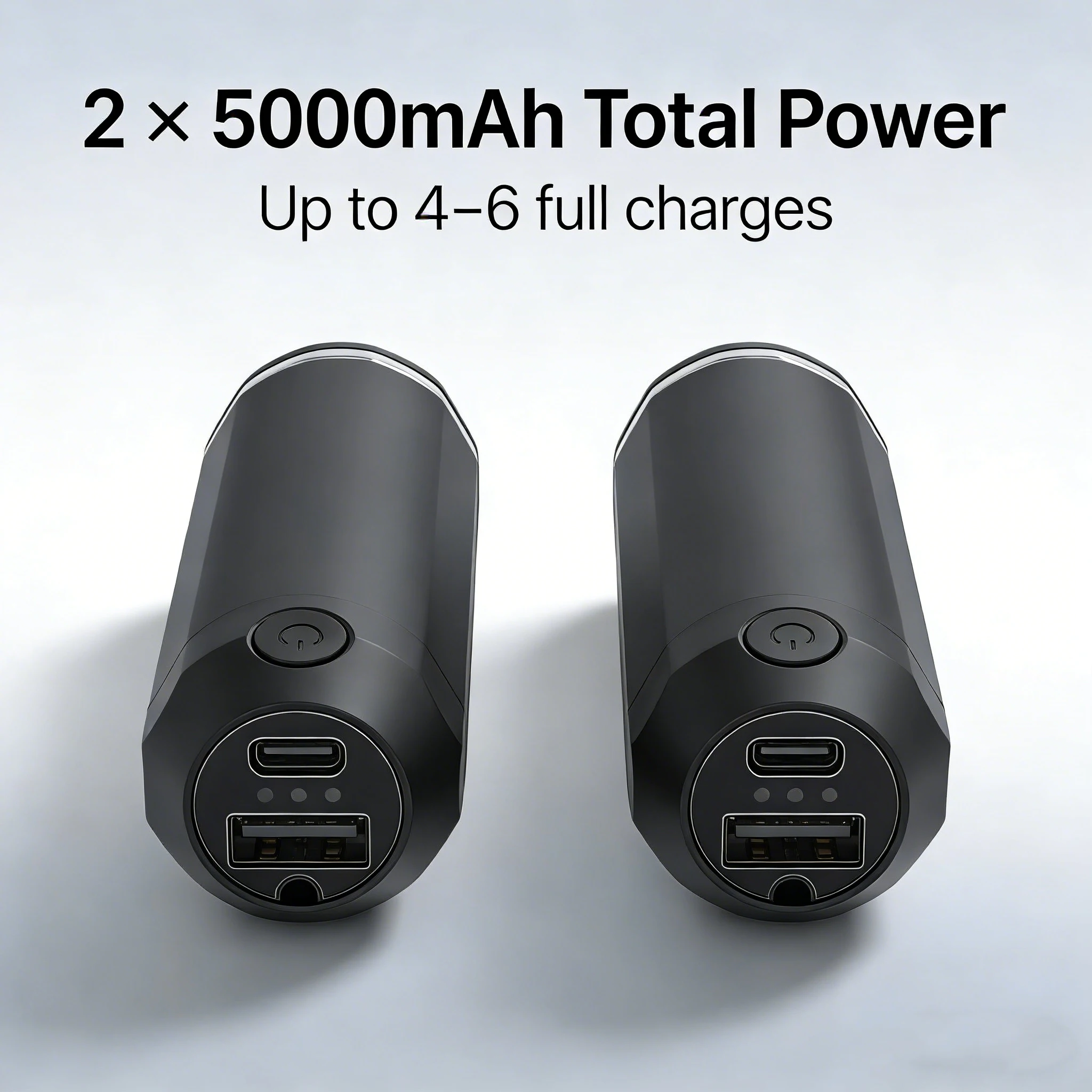 2 Pack Hand Warmers With Power Bank & Flashlight, Rechargeable 10000mAh Pocket Heater, 24Hrs 360° Heating Portable