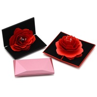 Ring Box Rose Rhombus Flower Lightweight Sturdy Jewelry Boxes Rotatable Handmade Exquisite Holder Accessory Wedding