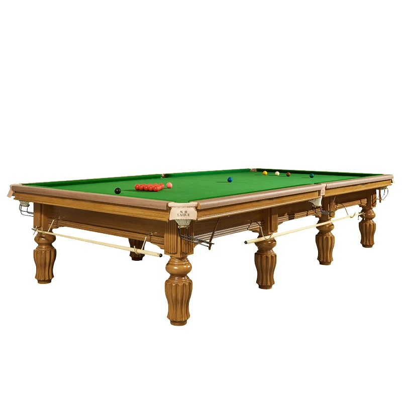 Professional 12 Ft Custom Size Solid Wood Snooker Table for Pool Tournaments Includes Rubber Cushion PVC Leather and Cue