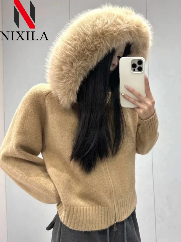 

New in Autumn Winter Women's Fashion Casual Hooded Loose Knitted Cardigan Elegant Retro Sweater Coats for Women Jacket Clothing