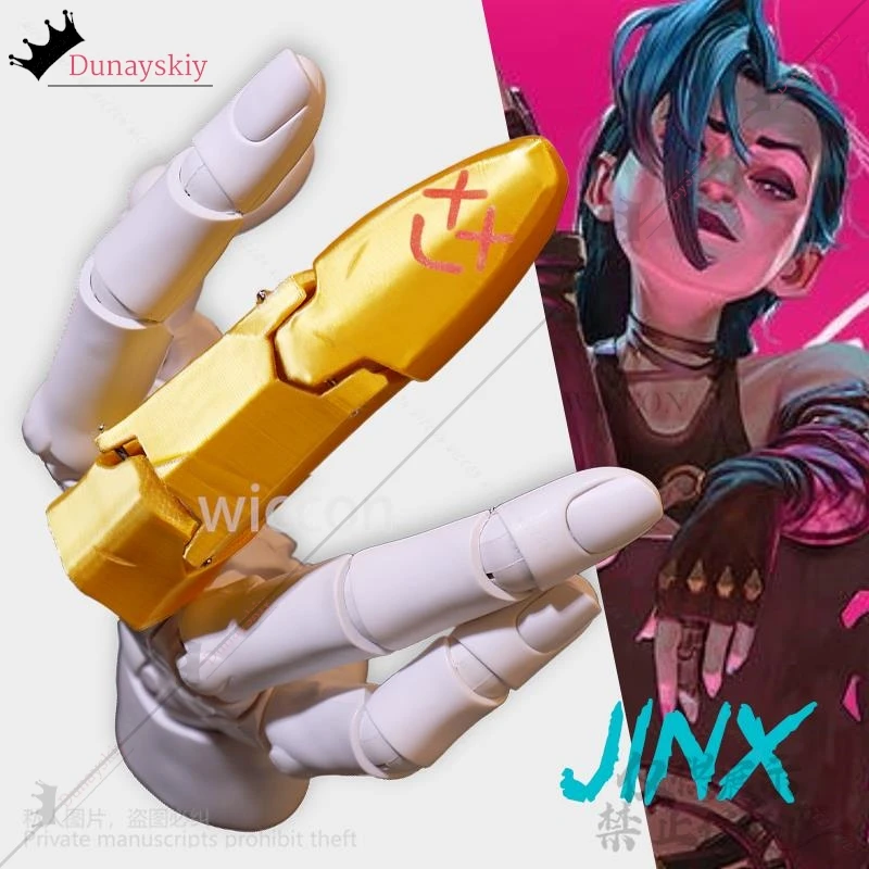 Jinx تأثيري ازياء أنيمي لعبة غامض 2 LOL 2*2*8 سنتيمتر ثلاثية الأبعاد فنجر الدعائم اكسسوارات للنساء فتاة هالوين هدايا حفلة عيد الميلاد