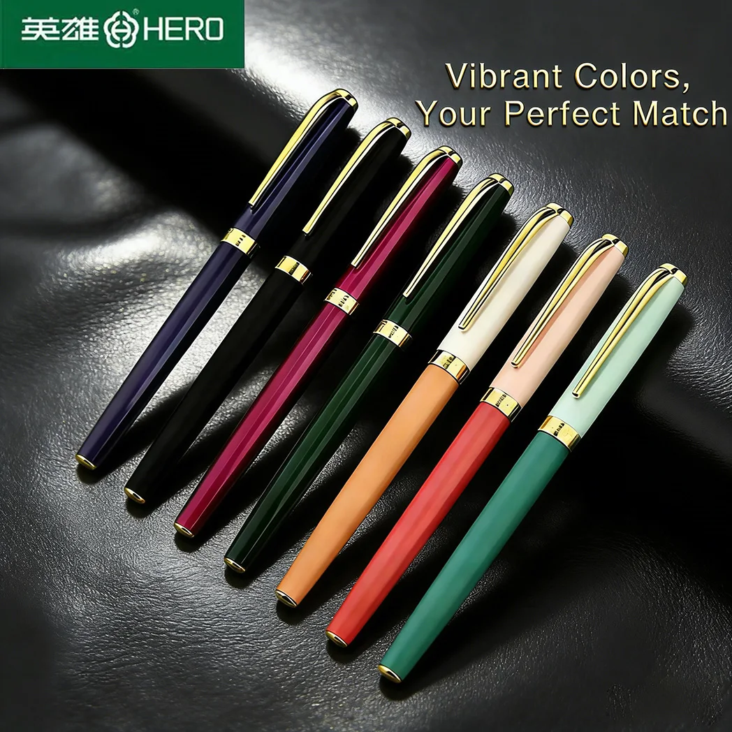 

Original HERO P108 Fountain Pen 0.38mm/0.5mm Iridium Nib 7 Colors Metal Body Smooth Writing Gift for Student Office School Suppl