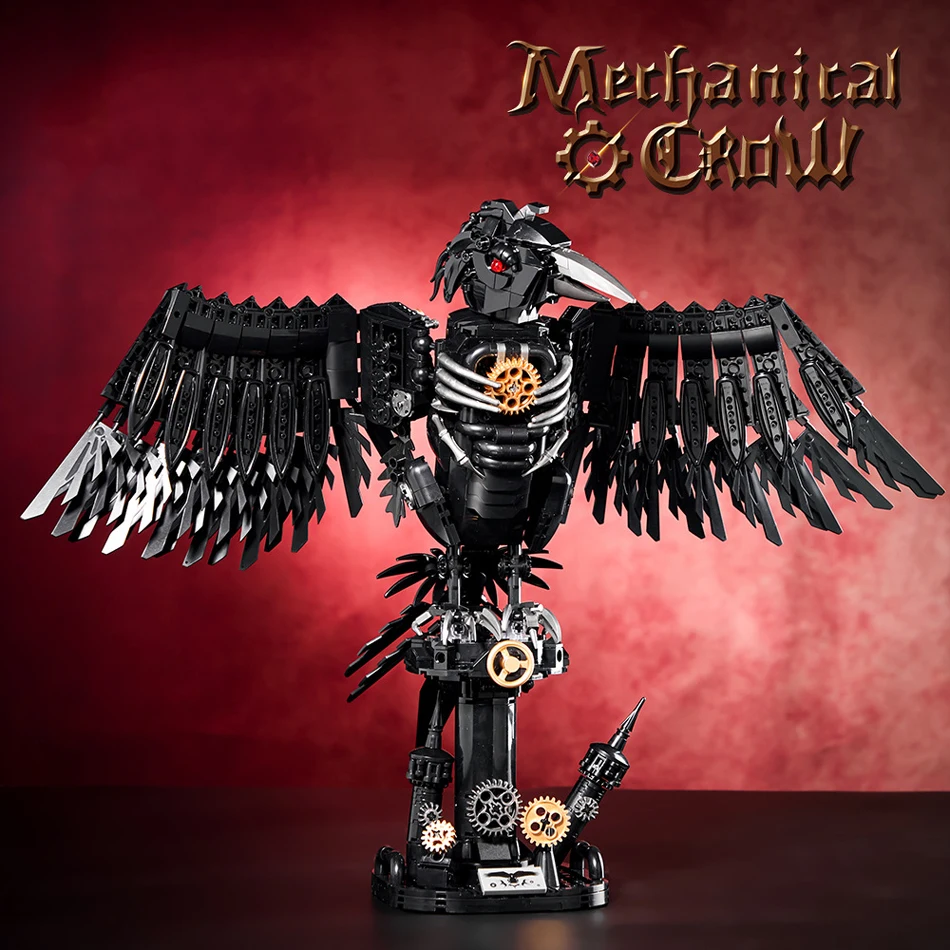 Moc técnico gótico mecânico animais corvo escuro modelo blocos de construção montagem tijolos brinquedos ornamentos desktop crianças adultos presentes