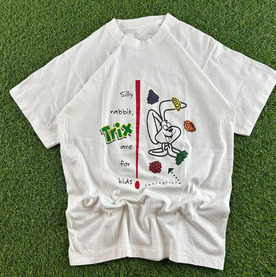 Camiseta promocional de cereales de conejo Trix vintage de los años 80 talla S-5XL