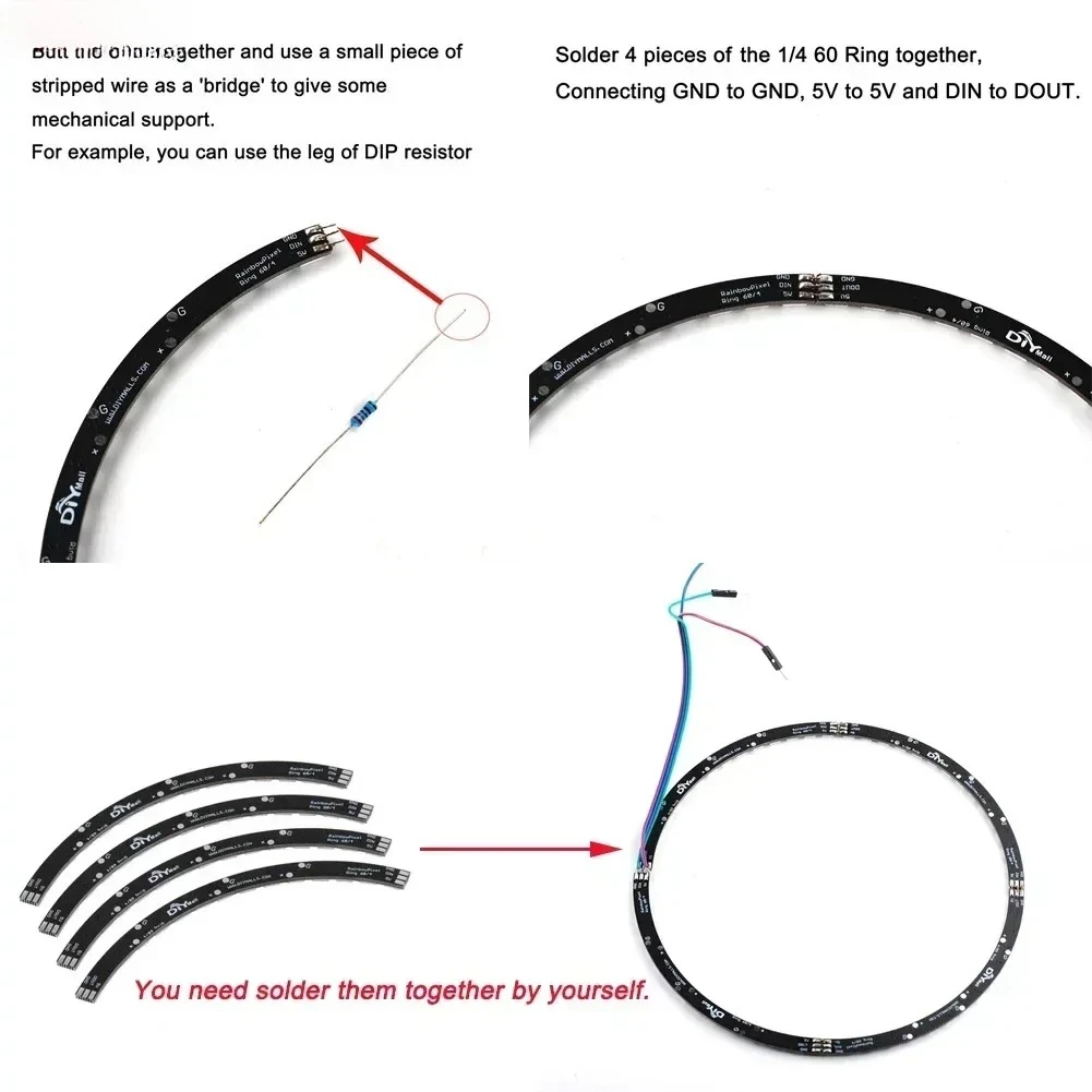 WS2812B 5050 RGB LED Ring 7 / 8 / 12 / 16 / 24 / 60 بت ضوء المصباح مع السائقين المتكاملة WS2812 لـ Arduino Raspberry Pi