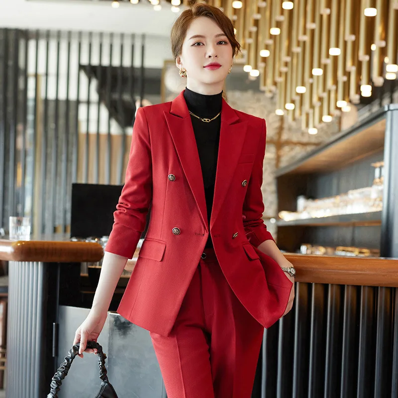 Navy Blue Suit Women\'s Spring and Autumn Hotel Front Desk Manager High-End Business Wear Formal Suit Work Clothes Suit Jacket