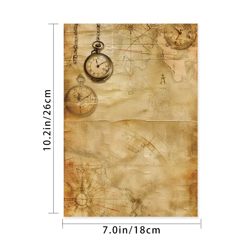 30 sheets. B5 vintage clock stationery paper, watercolor-style letter paper, tearable notepad, perfect for writing letters