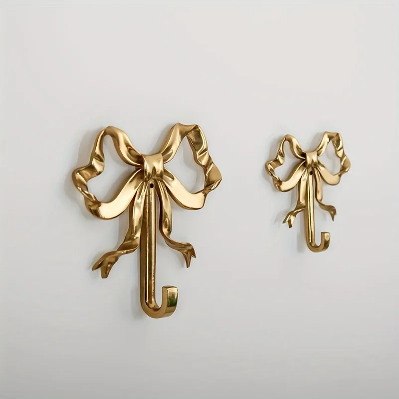

Brass Bow Wall Hook - Elegant Coat Hanger for Bedroom, Bathroom & Entryway Decor