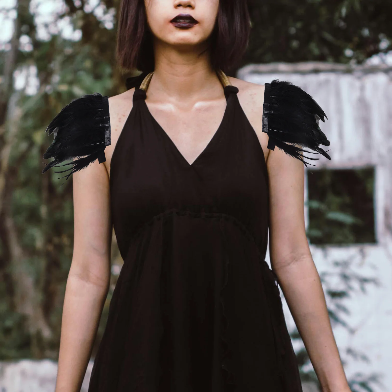 الريش كيب فروي شال هالوين الكتف الوسادة تتغاضى الجناح الزخرفية المعصم الأصفاد الرجال النساء تأثيري أزياء تنكرية للحفلات