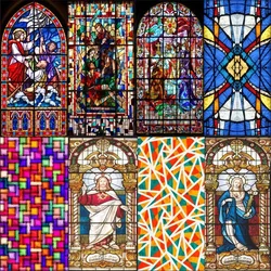 Windows Privacy Film Church Style Stained Glass Window Stickers Static Cling Decorative Frosted Window Films Customized Size