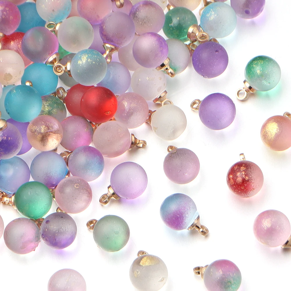 30PCS Glass Gradient  Pendant Gold Powder Ornaments For Jewelry Making DIY Bracelet Earrings Key Chain Necklace Jewelry Making