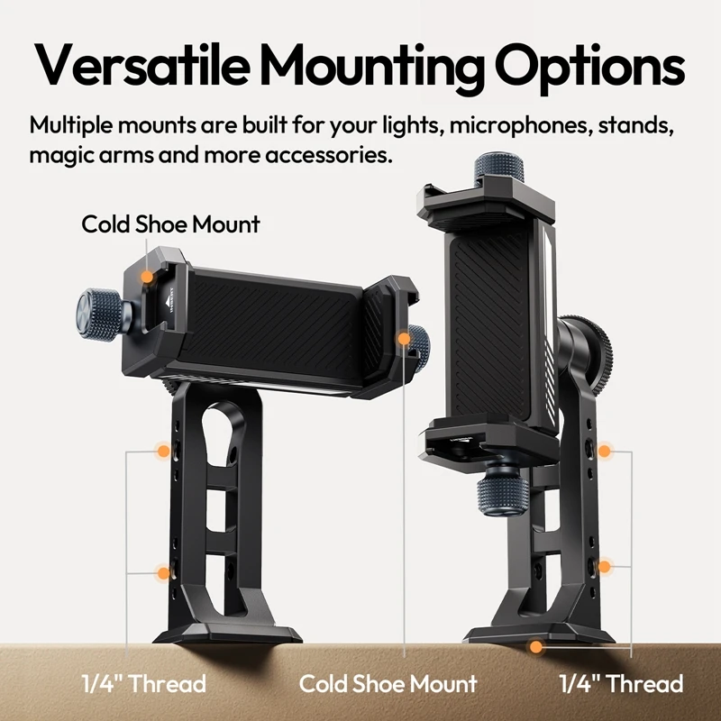 حامل هاتف Ulanzi Arca Swiss مثبت برأس كروي ، حامل هاتف معدني للصور ، بث مباشر ، تسجيل Vlog ، دوران ° ، MA53