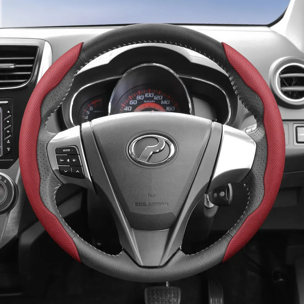 Suitable for Perodua Breathable Leather Steering Wheel Cover with Segmented Quick-Release Design, Non-Slip and Durable
