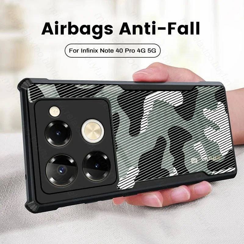 Transparent Phone Case For infinix Note 40 Pro 4G/5G 40 Pro Plus Shock Fall Prevention Acrylic Case Camouflage