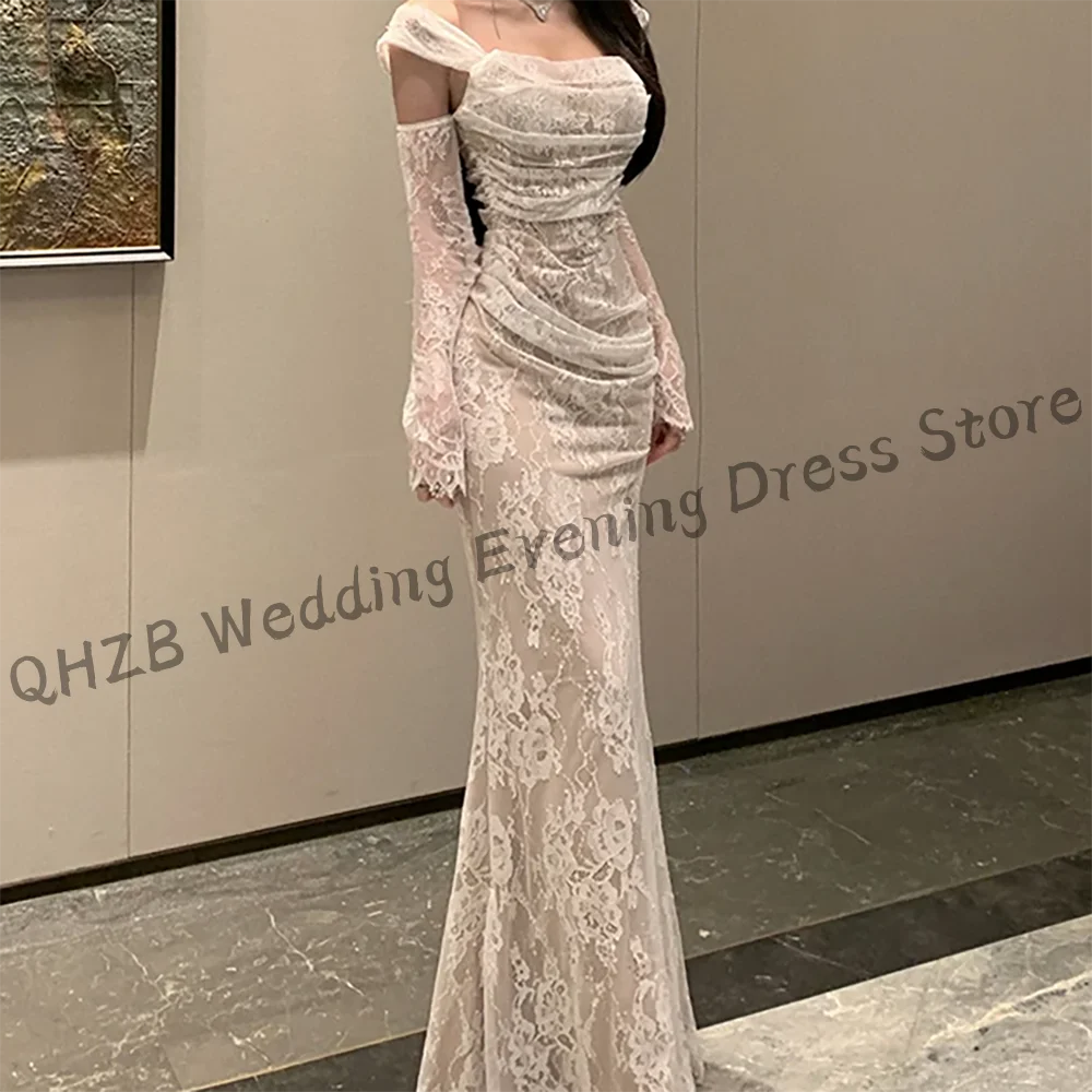 Eleganckie proste koronkowe suknie wieczorowe z odkrytymi ramionami syrenka formalne suknie wieczorowe urodziny suknie na bal maturalny dostosowane