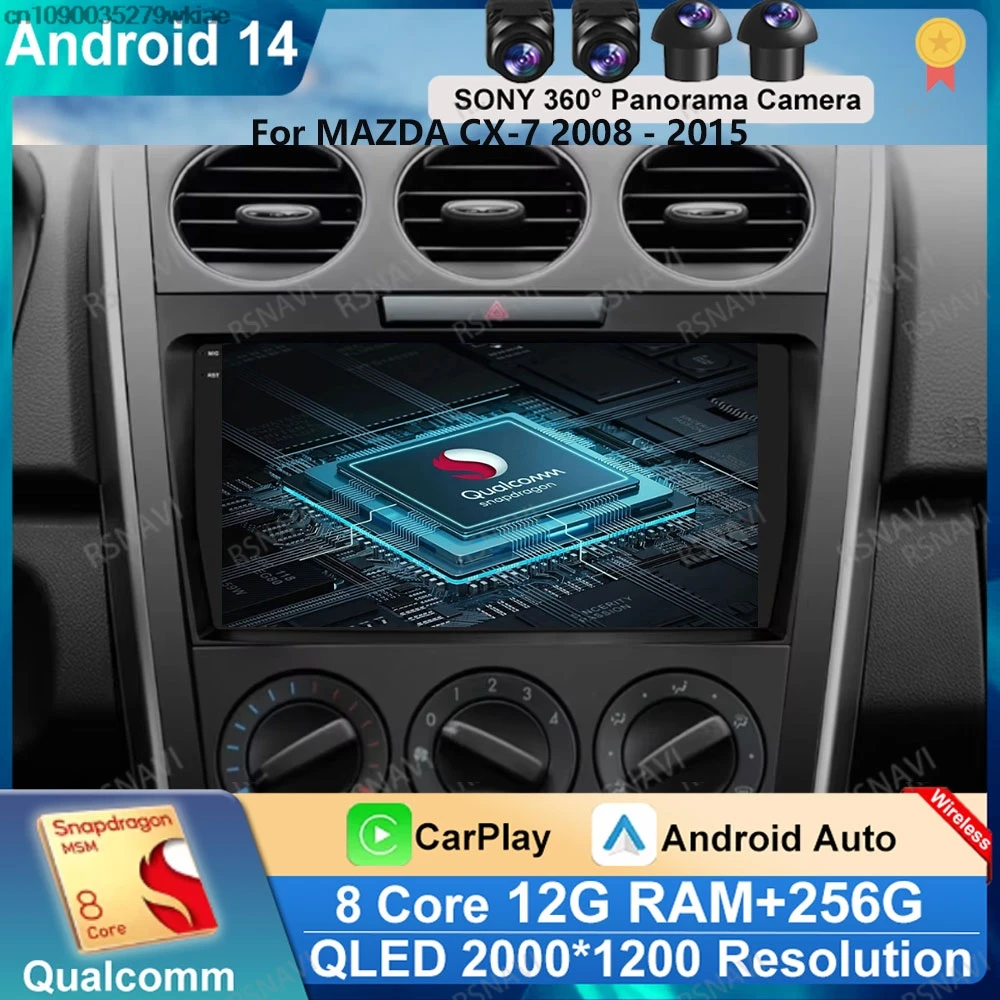

Andoird 14 Car Radio For MAZDA CX-7 2008 - 2015 DSP DVD 4G LTE Head Unit 5G WIFI GPS Multimedia Stereo BT Viedo Player Autoradio
