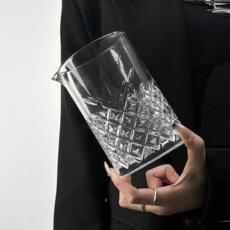 

Стеклянная чашка в японском стиле, стакан для смешивания бара, прозрачный коктейльный шейкер с гравировкой, коктейльный шейкер