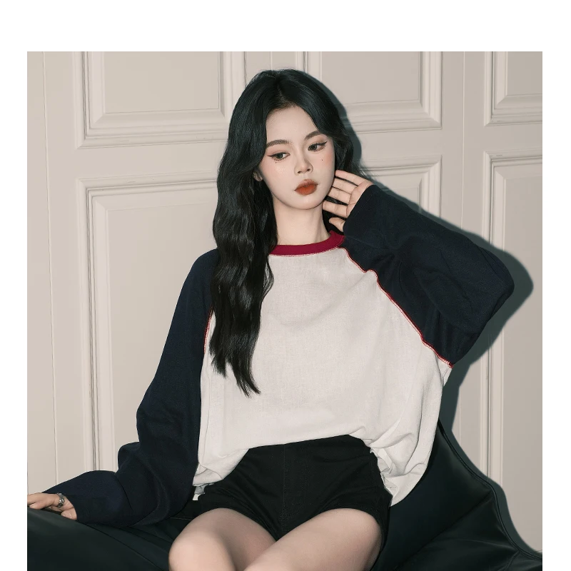 T-shirts à manches longues Art femmes été coton évider ourlet fendu ultraléger séchage rapide collège fille décontracté Streetwear Maillard