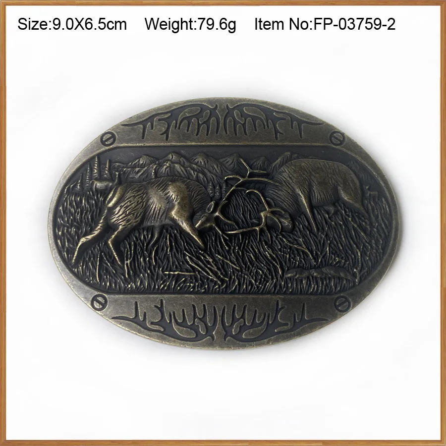 Reindeer Belt Buckle Buck Fighting 4cm Width