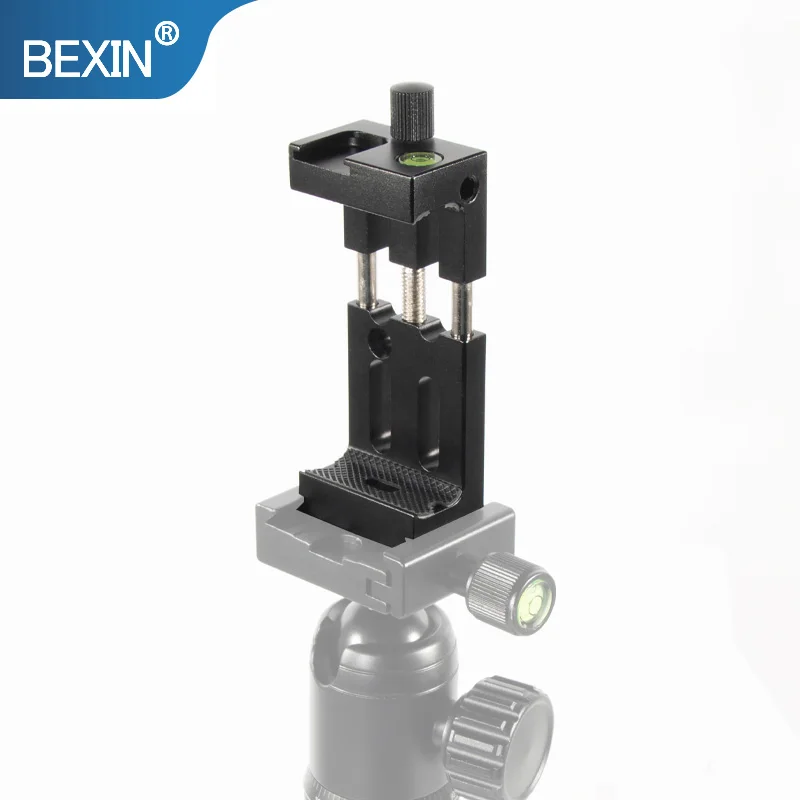 Mehr stabile Stativ Kopf Halterung Handy Halter Clip Für Telefon Taschenlampe Mikrofon Mit wasserwaage und Kalten Schuh Montieren