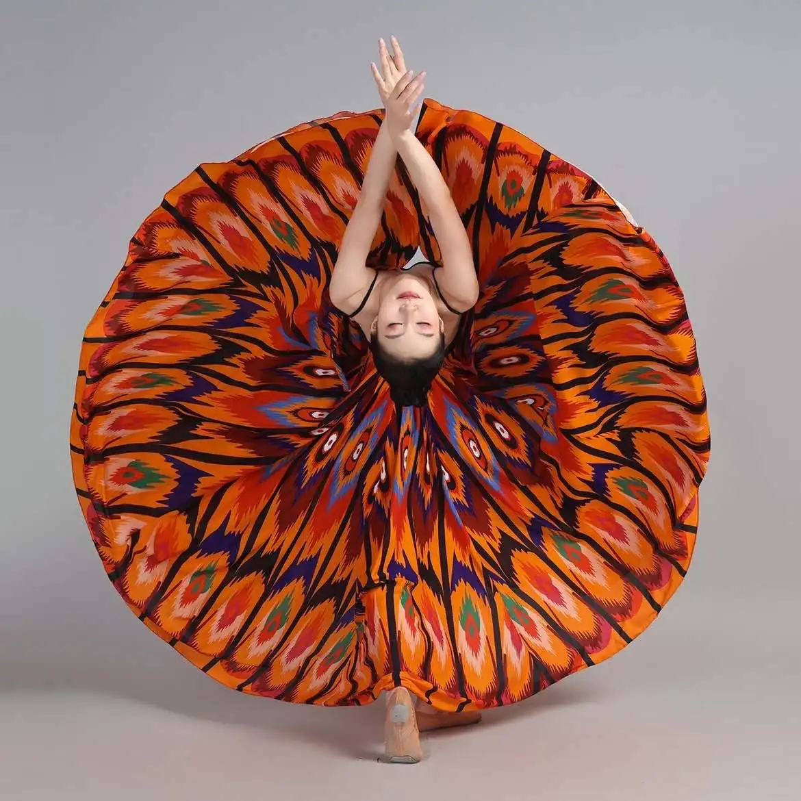 Women Dance Skirts Classical Dance Characteristic Printed Performance Bullfighting Flamenco 720 Degree Large Skirt