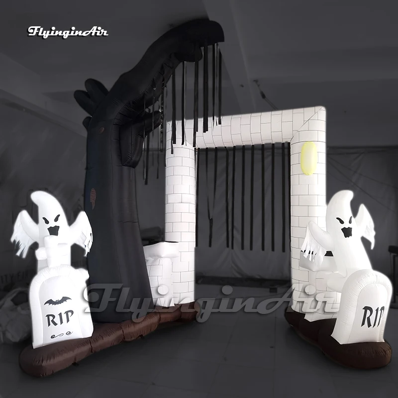 Outdoor Halloween Inflatable Arch Ghost Arched Door Grave Entrance Gate For Yard Decoration