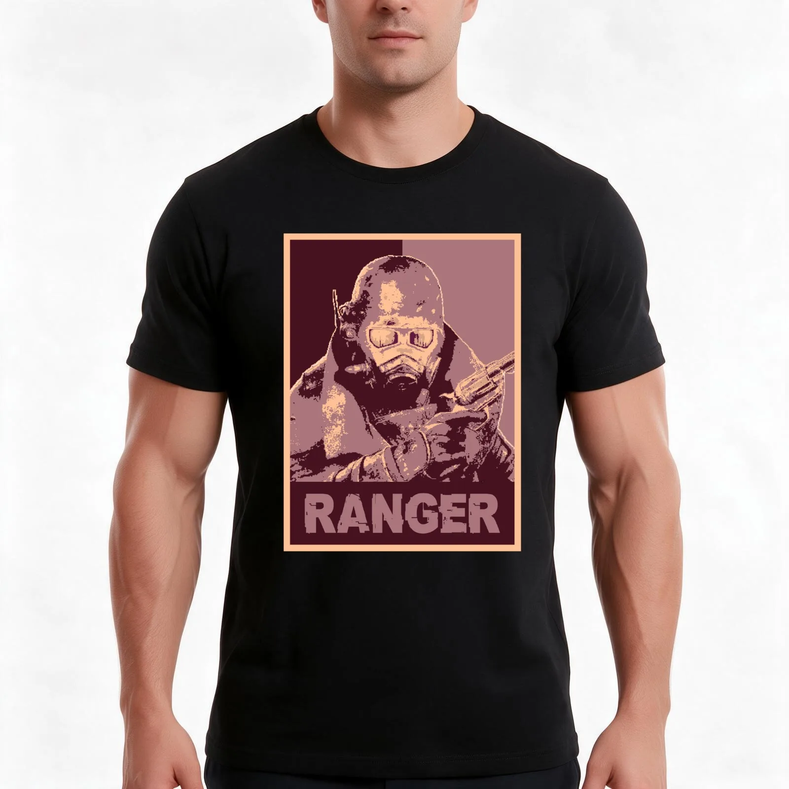 NCR Veteran Ranger T-Shirt, Summer Casual Cotton Tee, Oversized Streetwear Tops, Vintage Graphic Print, Loose Fit Short Sleeve