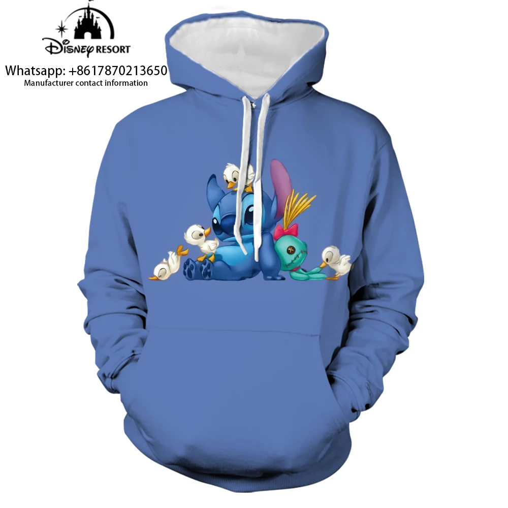 Sudadera con capucha de Lilo y Stitch para niño y mujer, suéter informal con estampado 3D, estilo callejero, y2k, Primavera, 2024