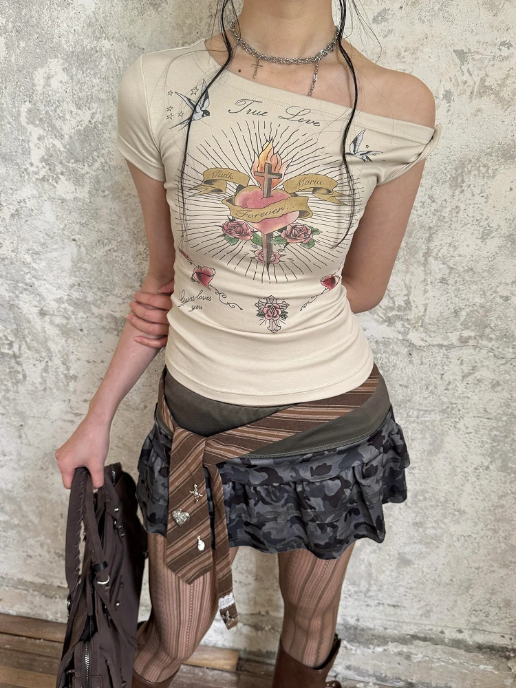 Graphic T Shirts Woman Clothes Short Sleeve  Fashion Vintage 2026 Summer Tops
