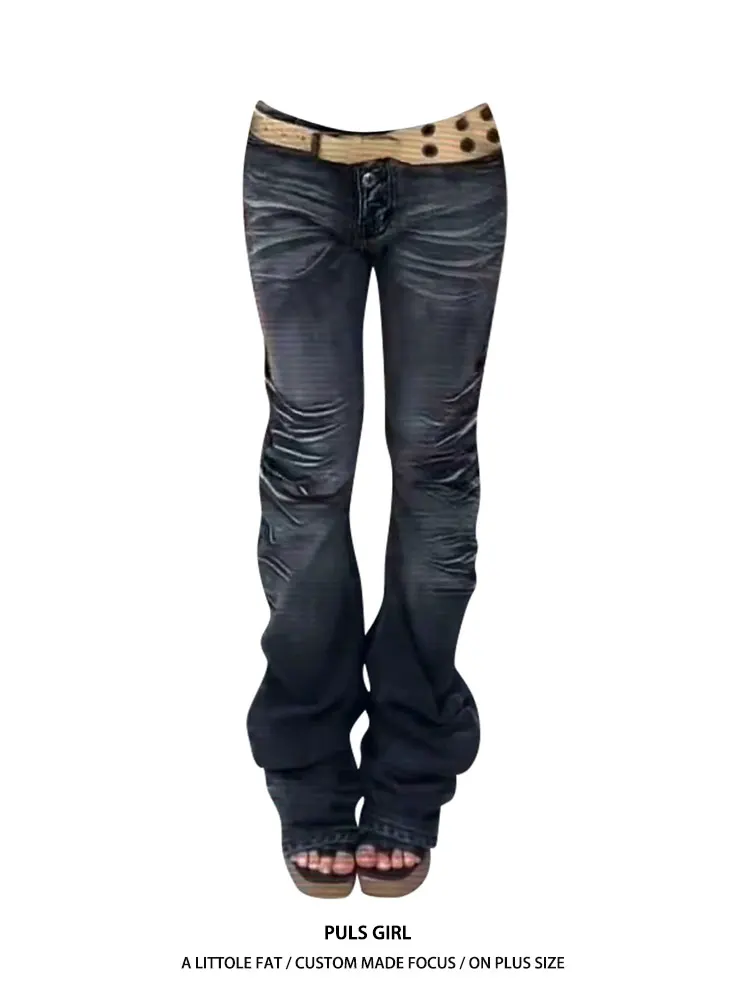 

Женские джинсы с высокой талией, облегающие, в уличном стиле, с эффектом потертости, прямые брюки, повседневные, с разрезами