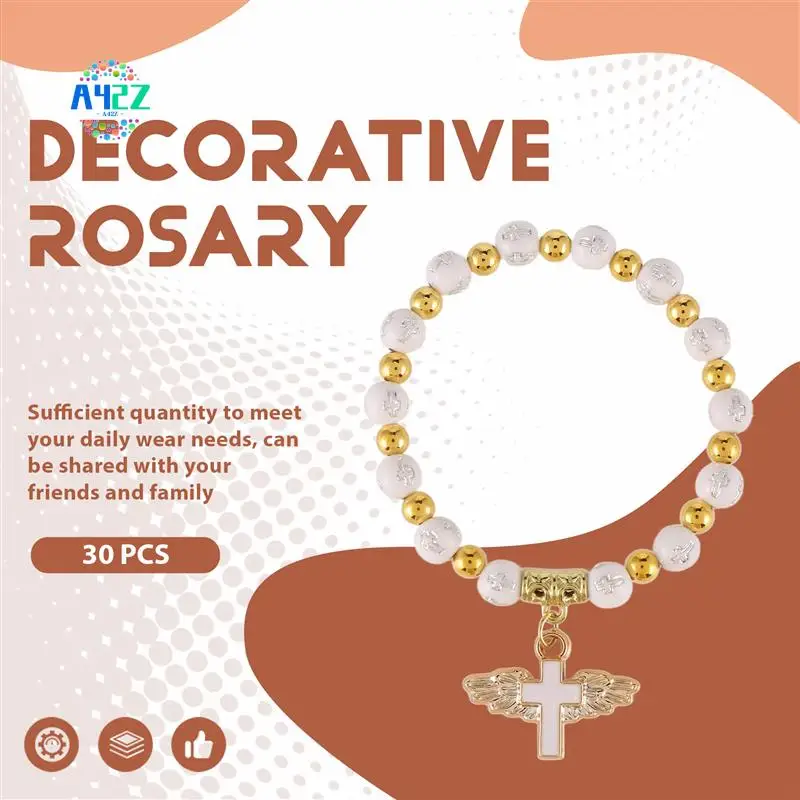 

A42Z-Angel Wing Cross Bracelet Favor With Organza Bags Acrylic Baptism Favor For Boy And Girl Communion Birthday Wedding