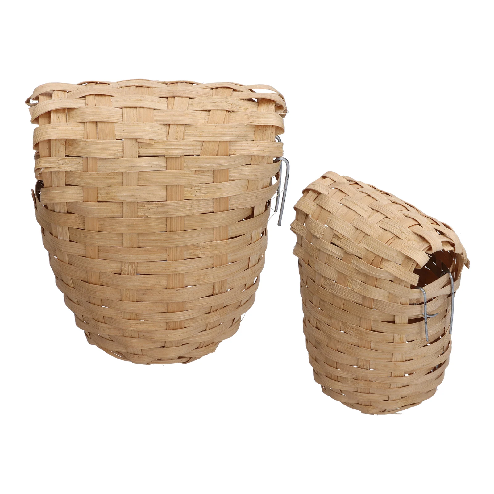 

2Pcs Natural Bamboo Nests Bird House Hand Made Birds Nest With Hook For Outdoor Garden