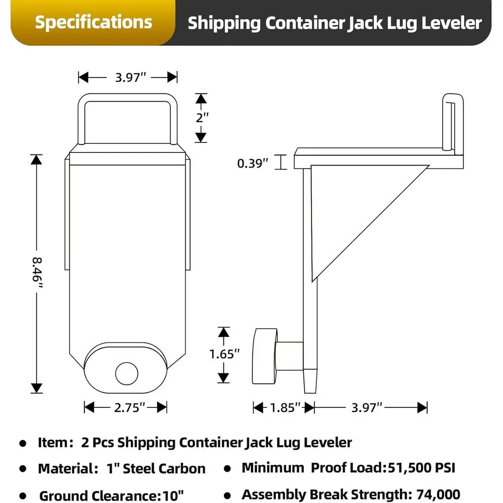 Shipping Container Jack Lug Leveler Attachment for Booster Lifter Accessories