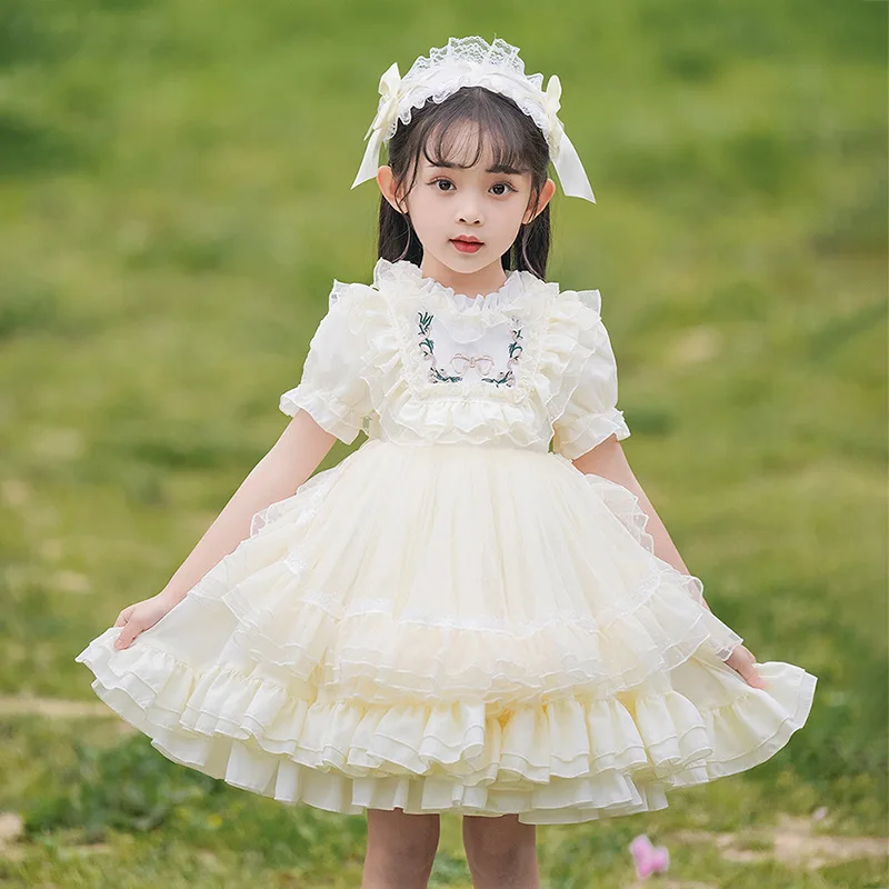 Girl Lolita Dress Baby Spanish Princess Dresses for Kids Birthday Party Boutique Ball Gowns Children Lace Embroidery Vestidos