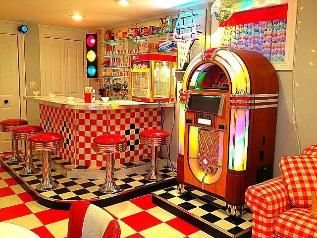 red gold 50's 3D vintage rock &roll american diner jukebox 50 party photo background photography backdrop banner studio