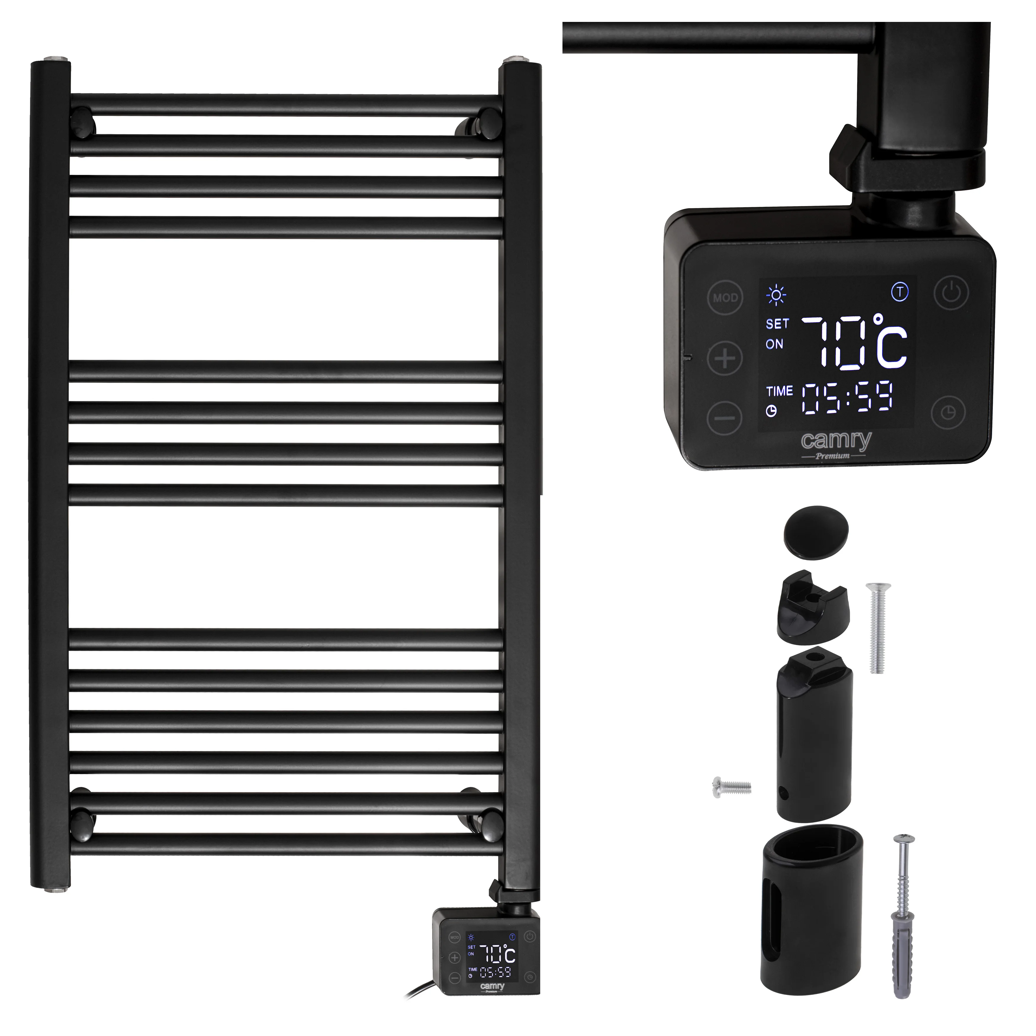 Elektrische verwarming Badkamer Wandladder LED-paneel 2 verwarmingsmodi Temperatuurregeling 14-bar timer